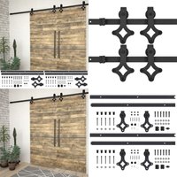 Vidaxl - Schiebetür-Beschlagsätze 2 Stk. 183 cm Stahl Schwarz - Schiebetüren-Set - Gleittür-Set - Home & Living - Schwarz von VIDAXL