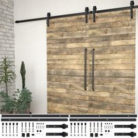 Vidaxl - Schiebetür-Beschlagsätze 2 Stk. 200 cm Stahl Schwarz von VIDAXL