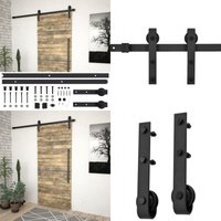 Schiebetürbeschlag-Set SKIEN 183 cm Stahl Schwarz - Schiebetüren-Set - Gleittür-Set - Home & Living von VIDAXL