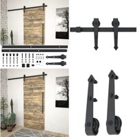Vidaxl - Schiebetürbeschlag-Set skien 200 cm Stahl Schwarz - Schiebetüren-Set - Gleittür-Set - Home & Living - Schwarz von VIDAXL