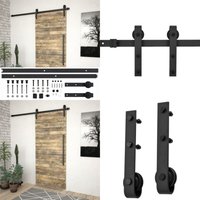 Vidaxl - Schiebetürbeschlag-Set skien 200 cm Stahl Schwarz - Schiebetüren-Set - Gleittür-Set - Home & Living - Schwarz von VIDAXL