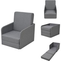 Schlafsessel Ausziehbar Hellgrau Stoff - Ausziehsessel - Schlafsofa - Gästebett - Wohnzimmersessel - Holzsessel von VIDAXL