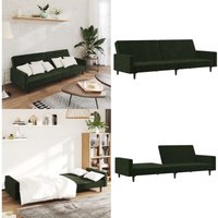 Schlafsofa 2-Sitzer Dunkelgrün Samt - Samtsofa - Schlafsofa - Gästebett - Wohnzimmersofa - Couch - Home & Living Schlafsofa 2-Sitzer Dunkelgrün Samt - Samtsofa - Schlafsofa - Gästebett - Wohnzimmersofa - Couch - Home & Living von VIDAXL