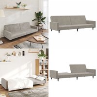 Schlafsofa 2-Sitzer Hellgrau Samt - Samtsofa - Schlafsofa - Gästebett - Wohnzimmersofa - Couch - Home & Living Schlafsofa 2-Sitzer Hellgrau Samt - Samtsofa - Schlafsofa - Gästebett - Wohnzimmersofa - Couch - Home & Living von VIDAXL