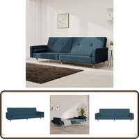Schlafsofa 2-Sitzer mit 2 Kissen Blau Samt - Samtsofa - Schlafsofa - Gästebett - Wohnzimmersofa - Couch Schlafsofa 2-Sitzer mit 2 Kissen Blau Samt - Samtsofa - Schlafsofa - Gästebett - Wohnzimmersofa - Couch von VIDAXL