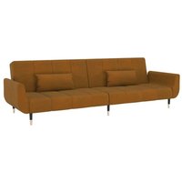 Schlafsofa 2-Sitzer mit 2 Kissen Braun Samt Vidaxl von VIDAXL
