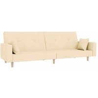 Schlafsofa 2-Sitzer mit 2 Kissen Creme Stoff Vidaxl von VIDAXL