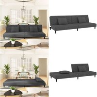Schlafsofa 2-Sitzer mit 2 Kissen Dunkelgrau Samt - Samtsofa - Schlafsofa - Gästebett - Wohnzimmersofa - Couch - Home & Living von VIDAXL
