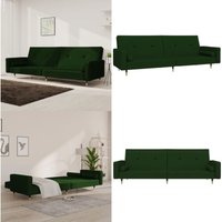 Schlafsofa 2-Sitzer mit 2 Kissen Dunkelgrün Samt - Samtsofa - Schlafsofa - Gästebett - Wohnzimmersofa - Couch - Home & Living von VIDAXL