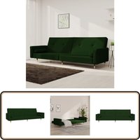 Schlafsofa 2-Sitzer mit 2 Kissen Dunkelgrün Samt - Samtsofa - Schlafsofa - Gästebett - Wohnzimmersofa - Couch Schlafsofa 2-Sitzer mit 2 Kissen Dunkelgrün Samt - Samtsofa - Schlafsofa - Gästebett - Wohnzimmersofa - Couch von VIDAXL