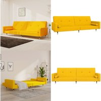 Schlafsofa 2-Sitzer mit 2 Kissen Gelb Samt - Samtsofa - Schlafsofa - Gästebett - Wohnzimmersofa - Couch - Home & Living Schlafsofa 2-Sitzer mit 2 Kissen Gelb Samt - Samtsofa - Schlafsofa - Gästebett - Wohnzimmersofa - Couch - Home & Living von VIDAXL