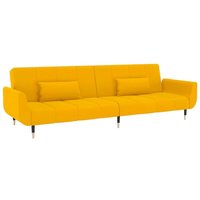 Vidaxl - Schlafsofa 2-Sitzer mit 2 Kissen Gelb Samt Vidaxl - Schlafsofa 2-Sitzer mit 2 Kissen Gelb Samt von VIDAXL