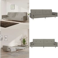 Schlafsofa 2-Sitzer mit 2 Kissen Hellgrau Samt - Samtsofa - Schlafsofa - Gästebett - Wohnzimmersofa - Couch - Home & Living Schlafsofa 2-Sitzer mit 2 Kissen Hellgrau Samt - Samtsofa - Schlafsofa - Gästebett - Wohnzimmersofa - Couch - Home & Living von VIDAXL