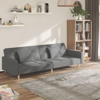 Schlafsofa 2-Sitzer mit 2 Kissen Hellgrau Stoff - Vidaxl von VIDAXL
