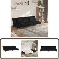 Schlafsofa 2-Sitzer mit 2 Kissen Schwarz Samt - Samtsofa - Schlafsofa - Gästebett - Wohnzimmersofa - Couch von VIDAXL