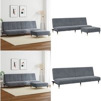 Schlafsofa 2-Sitzer mit Fußhocker Dunkelgrau Samt - Schlafsofa - Samtsofa - Couch - Wohnzimmersofa - Gästebett - Home & Living von VIDAXL