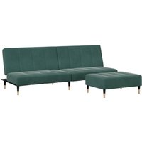 Schlafsofa 2-Sitzer mit Fußhocker Dunkelgrün Samt Vidaxl von VIDAXL