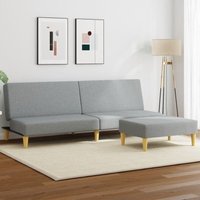 Schlafsofa 2-Sitzer mit Fußhocker Hellgrau Stoff Vidaxl von VIDAXL