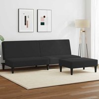 Schlafsofa 2-Sitzer mit Fußhocker Schwarz Samt - Vidaxl Schlafsofa 2-Sitzer mit Fußhocker Schwarz Samt - Vidaxl von VIDAXL
