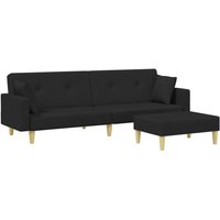 Schlafsofa 2-Sitzer mit Fußhocker Schwarz Stoff Vidaxl von VIDAXL