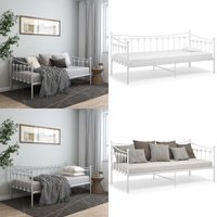 Vidaxl - Schlafsofa Bettgestell Weiß Metall 90x200 cm - Schlafsofa - Tagesbett - Gästebett - Metallbettgestell - Weißes Bettgestell - Home & Living von VIDAXL
