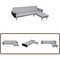 Vidaxl - Schlafsofa L-Form Stoff Schwarz und Grau - Schlafsofa - Eckbank - Wohnlandschaft - Sofa Bett - Gästebett Vidaxl - Schlafsofa L-Form Stoff Schwarz und Grau - Schlafsofa - Eckbank - Wohnlandschaft - Sofa Bett - Gästebett von VIDAXL