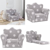 Schlafsofa für Kinder Hellgrau Sterne Weich Plüsch - Kinder-Sofa - Kinderzimmersofa - Kuschelbett - Spielplatzsofa - Sitzsack - Home & Living von VIDAXL