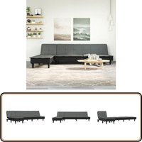 Schlafsofa in L-Form Dunkelgrau 255x140x70 cm Stoff - L-förmiges Sofa - Schlafsofa - Wohnlandschaft - Gästebett - Couchtisch von VIDAXL