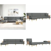 Schlafsofa in L-Form Dunkelgrau 279x140x70 cm Stoff - L-förmiges Schlafsofa - Schlafsofa - Wohnlandschaft - Couch - Gästebett - Home & Living von VIDAXL