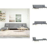 Schlafsofa in L-Form Hellgrau 255x140x70 cm Stoff - L-förmiges Schlafsofa - Schlafsofa Grau - Wohnlandschaft - Couch - Ecksofa von VIDAXL