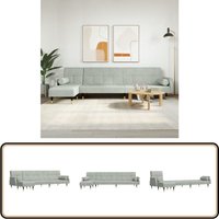 Schlafsofa in L-Form Hellgrau 271x140x70 cm Samt - Samtsofa - Schlafsofa - Wohnlandschaft - L-förmiges Sofa - Couch von VIDAXL