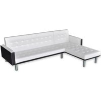 Vidaxl - Schlafsofa in L-Form Kunstleder Weiß und Schwarz von VIDAXL