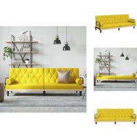 Schlafsofa mit Armlehnen Hellgelb Stoff - Schlafsofa - Sofa Bett - Gästebett - Wohnraumgestaltung - Polstersitzmöbel von VIDAXL