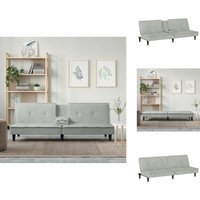 Vidaxl - Schlafsofa mit Getränkehaltern Hellgrau Samt - Sofas - Schlafsofa - Gästebett - Wohnzimmersofa - Samtsofa Vidaxl - Schlafsofa mit Getränkehaltern Hellgrau Samt - Sofas - Schlafsofa - Gästebett - Wohnzimmersofa - Samtsofa von VIDAXL