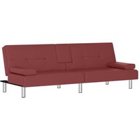 Schlafsofa mit Getränkehaltern Rot Kunstleder Vidaxl von VIDAXL