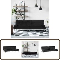 Vidaxl - Schlafsofa mit Getränkehaltern Schwarz Kunstleder - Schlafsofa - Sofa - Gästebett - Wohnzimmersofa - Tagesbett von VIDAXL