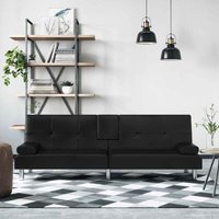 Schlafsofa mit Getränkehaltern Schwarz Kunstleder - Vidaxl von VIDAXL