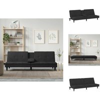 Vidaxl - Schlafsofa mit Getränkehaltern Schwarz Samt - Schlafsofa - Sofa - Gästebett - Samtsofa - Wohnlandschaft Vidaxl - Schlafsofa mit Getränkehaltern Schwarz Samt - Schlafsofa - Sofa - Gästebett - Samtsofa - Wohnlandschaft von VIDAXL