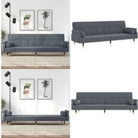 Schlafsofa mit Kissen Dunkelgrau Samt - Schlafsofa - Sofa - Gästebett - Wohnzimmersofa - Samtsofa - Home & Living Schlafsofa mit Kissen Dunkelgrau Samt - Schlafsofa - Sofa - Gästebett - Wohnzimmersofa - Samtsofa - Home & Living von VIDAXL