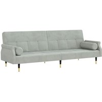 Schlafsofa mit Kissen Hellgrau Samt Vidaxl Schlafsofa mit Kissen Hellgrau Samt Vidaxl von VIDAXL