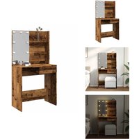 Schminktisch mit LED-Leuchten Altholz-Optik 74,5x40x141 cm - Schminktisch - Schminktische - Kosmetiktisch - Frisiertisch von VIDAXL