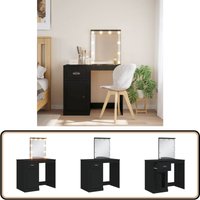 Schminktisch mit LED-Leuchten Schwarz 90x42x132,5 cm - Schminktisch - Kosmetikschrank - led Beleuchtung - Badezimmermöbel - Makeuptisch von VIDAXL