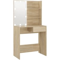 Bonnevie - Schminktisch,Frisiertisch mit LEDs Sonoma-Eiche 74,5x40x141 cm Holzwerkstoff vidaXL von BONNEVIE