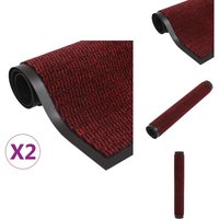 Vidaxl - Schmutzfangmatten 2 Stk. Rechteckig Getuftet 90x150cm Rot - Schmutzfangmatte - Eingangsbereich - Flurmatte - Türklinkematte - Teppich von VIDAXL