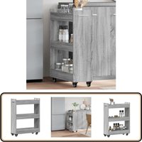 Schrank mit Rollen Grau Sonoma 60x22x79 cm Holzwerkstoff - Holzschränke - Wohnzimmermöbel - Garderoben - Regal Grau - Sideboard von VIDAXL
