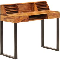 Vidaxl - Schreibtisch 110 x 50 x 94 cm Massivholz und Stahl Braun von BONNEVIE