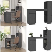 Schreibtisch Grau 110x53x117 cm Massivholz Kiefer - Schreibtisch - Holz Schreibtisch - Kiefer Tisch - Grau Schreibtisch - Home Office Schreibtisch von VIDAXL