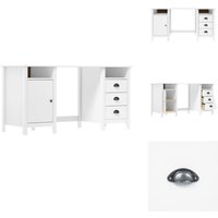 Schreibtisch Hill Weiß 150x50x74 cm Massivholz Kiefer - Massiver Schreibtisch - Holzstil - Weißer Schreibtisch - Bürostuhl - Home Office von VIDAXL