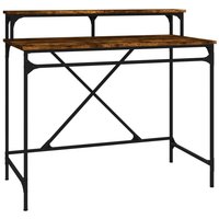 Schreibtisch Räuchereiche 100x50x90 cm Holzwerkstoff und Eisen vidaXL von VIDAXL
