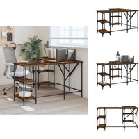 Schreibtisch Räuchereiche 139x139x75 cm Holzwerkstoff - Bürotisch - Schreibtisch - Holzwerkstoff - Schreibtisch L-form - Industriel Style von VIDAXL